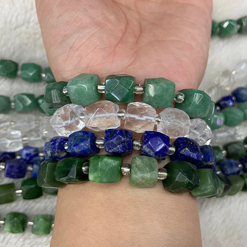 

Natural Canada Jade Aventurine Crystal Lapis Lazuli Beads 15'' Faceted Cube DIY Loose Beads For Jewelry Making Beads Necklace