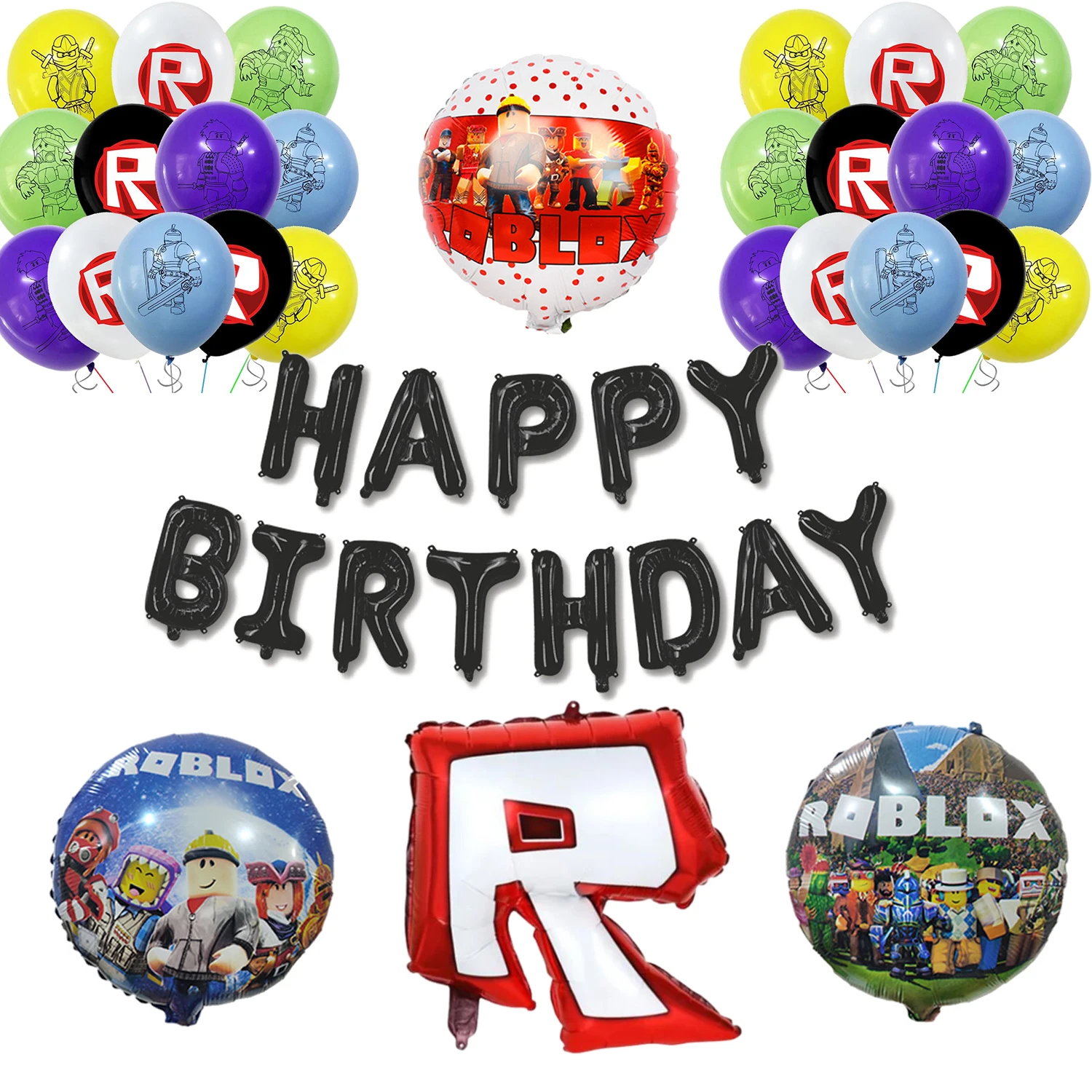 Roblox Balon Pesta Ulang Tahun Set Balon Film Aluminium Lateks Baby Shower untuk Hadiah Perlengkapan Dekorasi Pesta Ulang Tahun Anak-anak