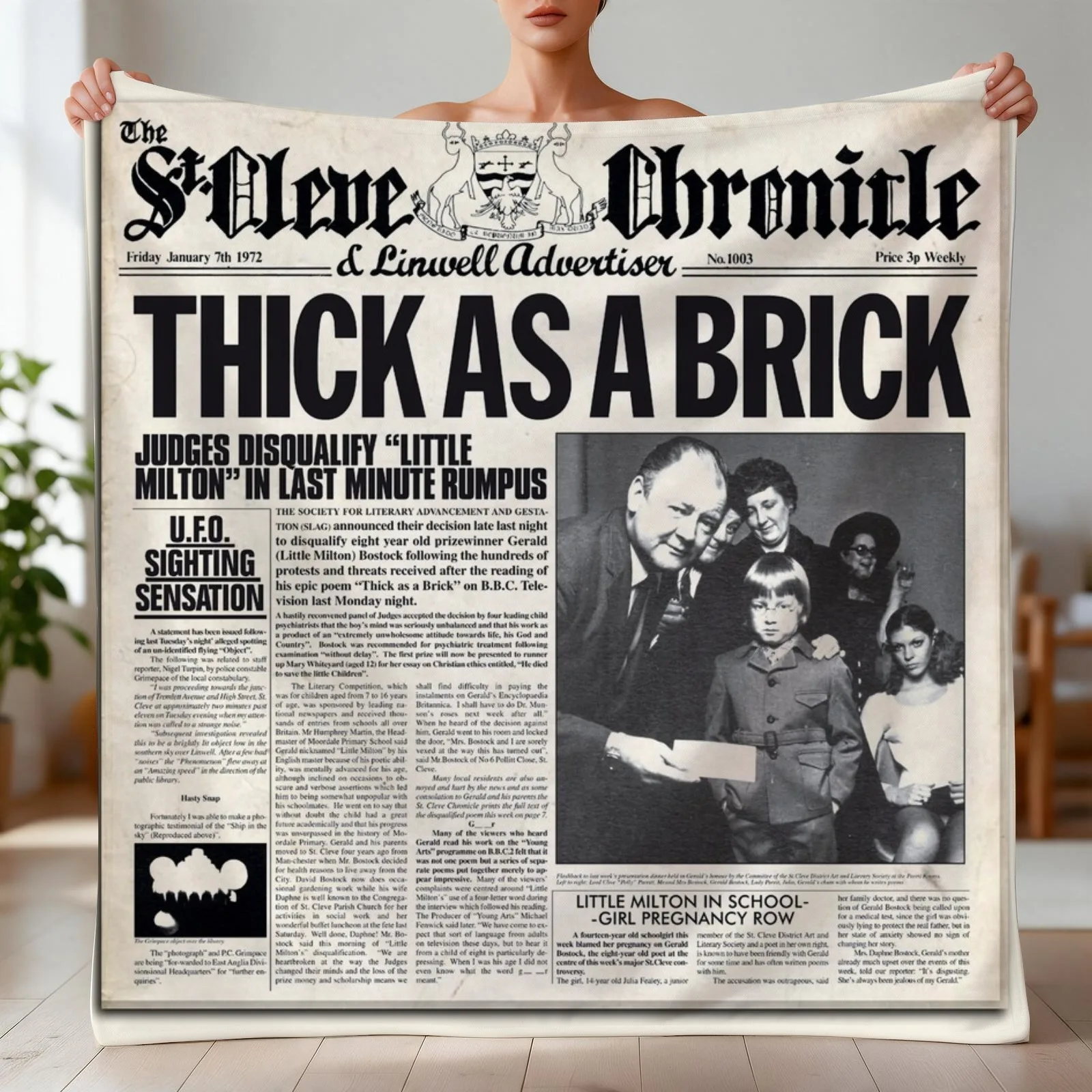 Jethro Tull - Thick as a Brick Newspaper Throw Blanket Winter beds sofa bed Blankets For Sofas Blankets