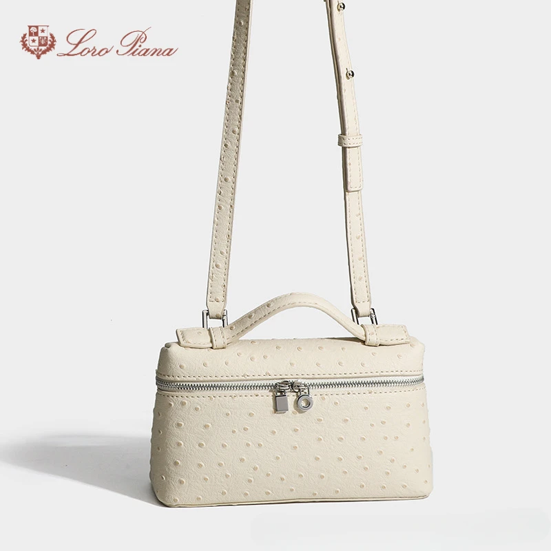 Loro Piana lunch box bag portable ostrich pattern cowhide niche new simple and fashionable shoulder bag women