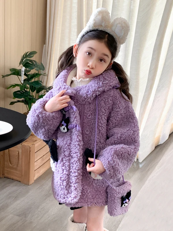 

Зимнее пальто Jaet на подкладке из овечьего меха для девочек Sweet Sle Long Sve с капюшоном средней длины и одной пуговицей, однотонное модное...