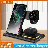 3 in 1 LED Foldable Wireless Charger Stand For Samsung S24 S23 S22 Watch 6 5 4 Active 1 2 Galaxy Buds Pro Fast Charging Station