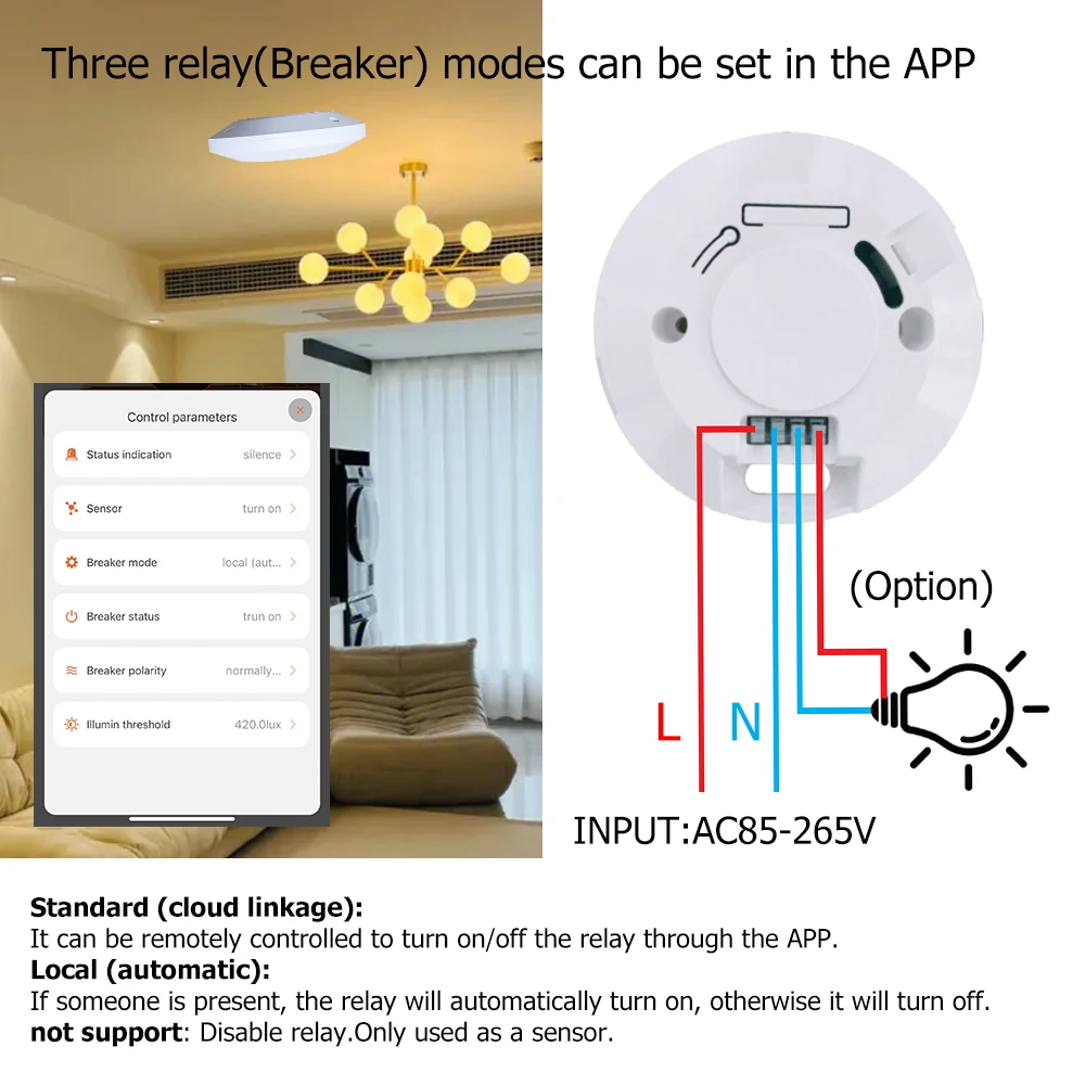 ZigBee3.0/Wifi 24G MmWave Radar Human Presence Motion Sensor For Light Switch Luminosity Detection 110/220V Tuya Smart Life Home