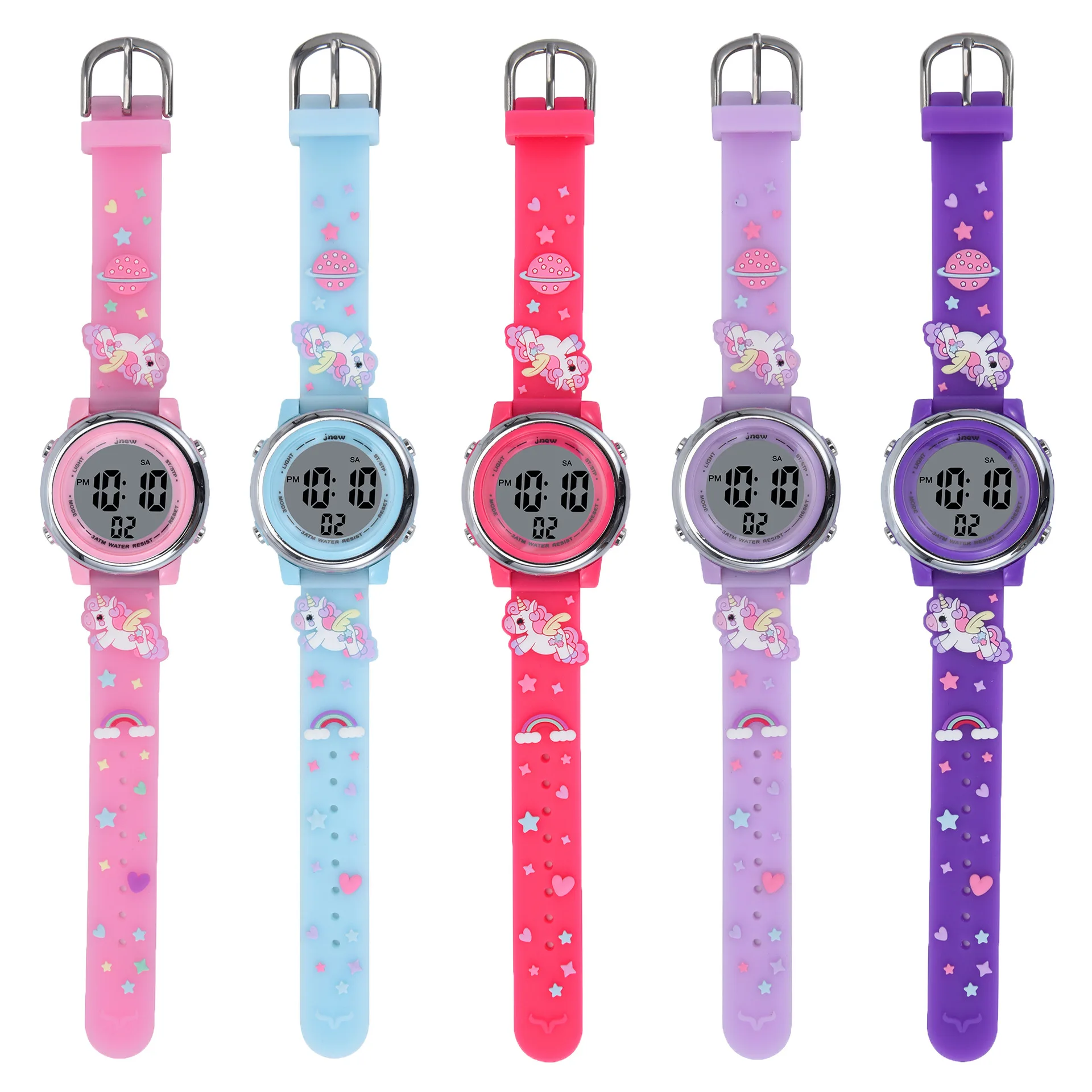 IP68 Waterproof Children's Electronic Watch 3D Cartoon Colorful Luminous Unicorn Pony Led Sports Children's Kids Watches Gift