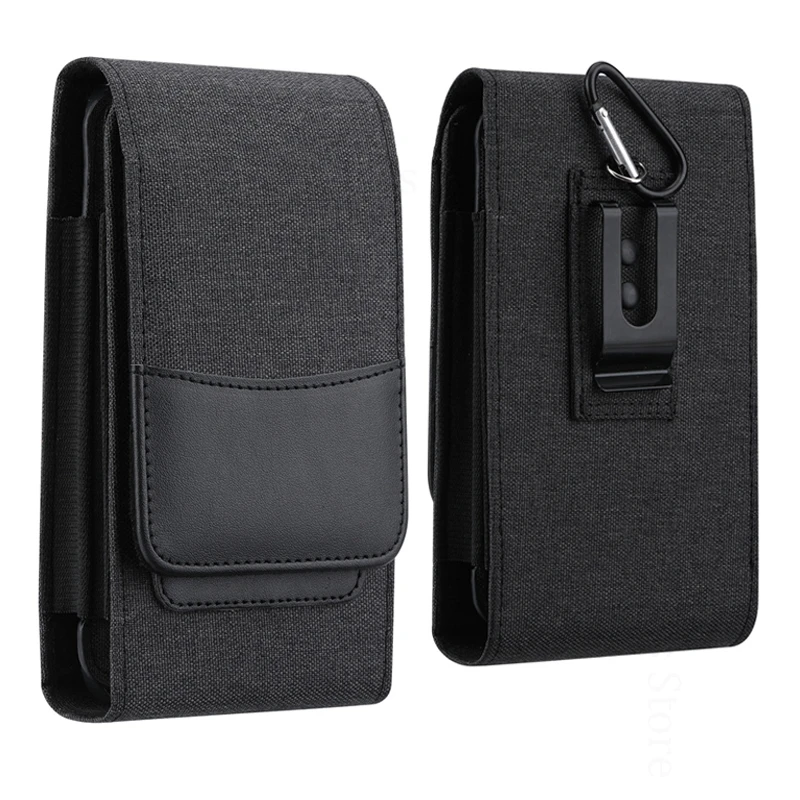 For vivo V40 Pro V30SE Nylon Cloth Leather Phone Pouch Case For vivo V30 Pro V40SE V29 V27 V25 V23e V21e V20 Belt Waist Card Bag