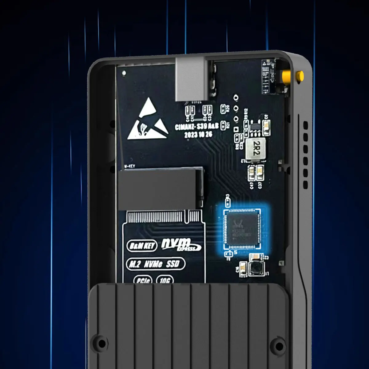 UTHA Интеллектуальный дисплей M.2 Мобильный жесткий диск 10 ГБ Двойной протокол NVMe/NGFF Твердотельный корпус из алюминиевого сплава