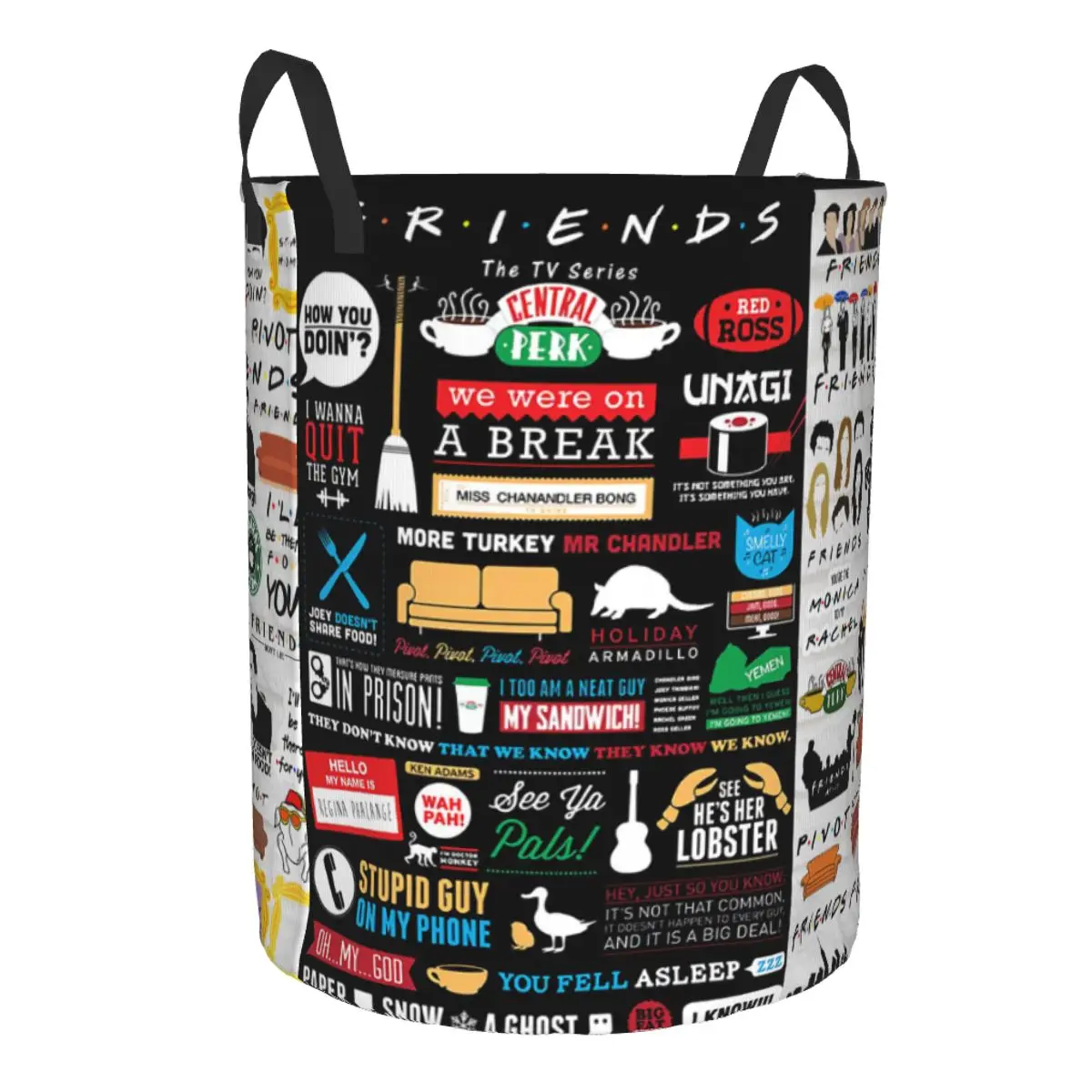 Funny TV Show Friends Collage Laundry Basket Collapsible Clothes Hamper for Baby Kids Toys Storage Bag