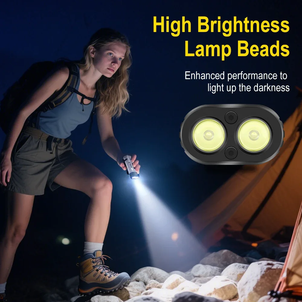 BORUiT U10 LED Flashlight 880LM Super Bright Portable Mini Torch Magnetic Work Light Use 14500 Battery Camping Pocket Lantern