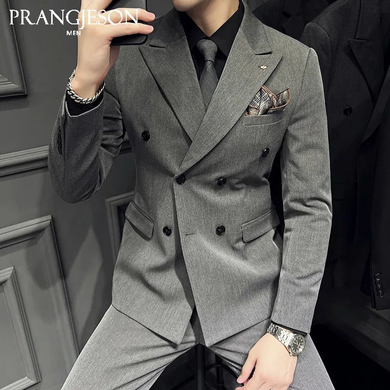 

CH728breasted suit jacket for men, British style, slim fit, business suit for men, plus size, wedding groom dress