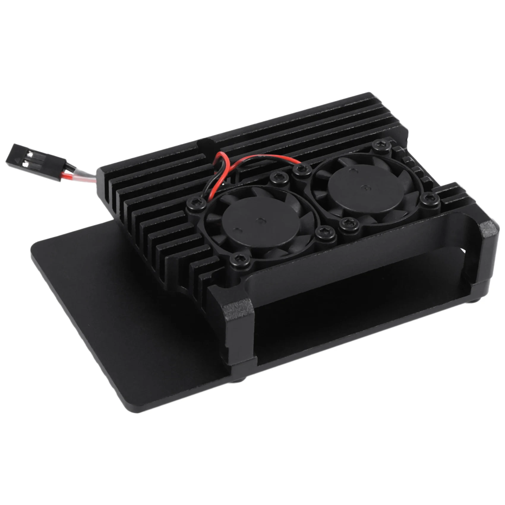 

Изысканный алюминиевый корпус для Raspberry Pi 4, с двойным охлаждающим вентилятором, металлический корпус, черный корпус для Raspberry Pi 4, модель B