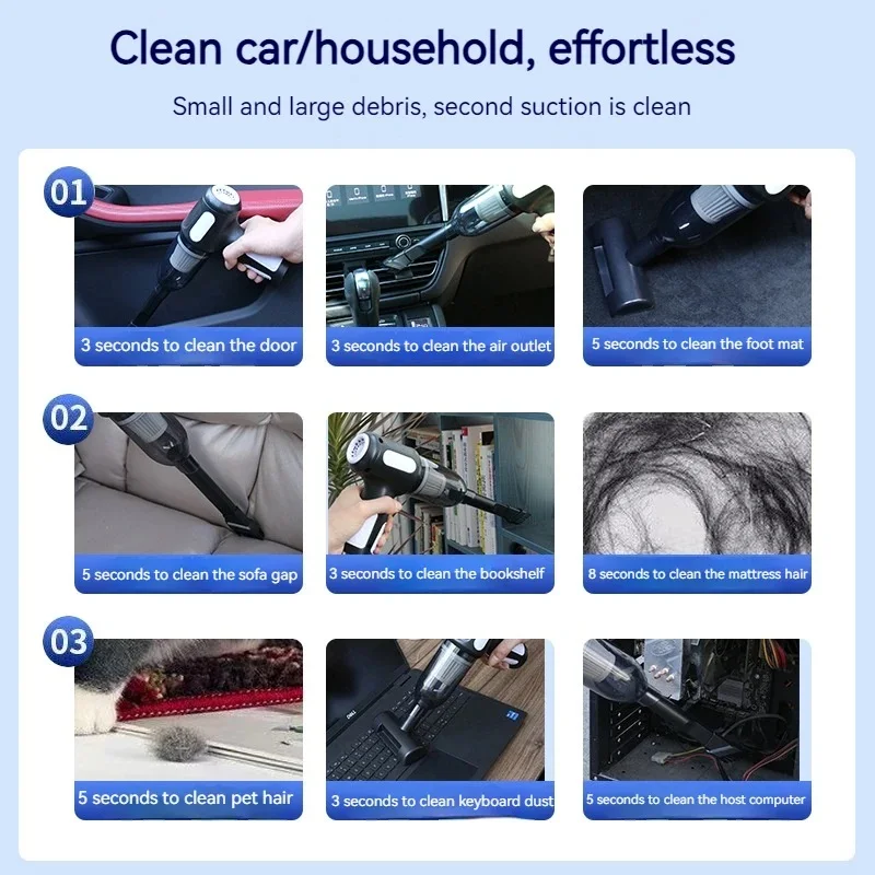 샤오미 휴대용 미니 습식 건식 진공 청소기, 20000Pa, USB 충전, 자동차 4000Mah