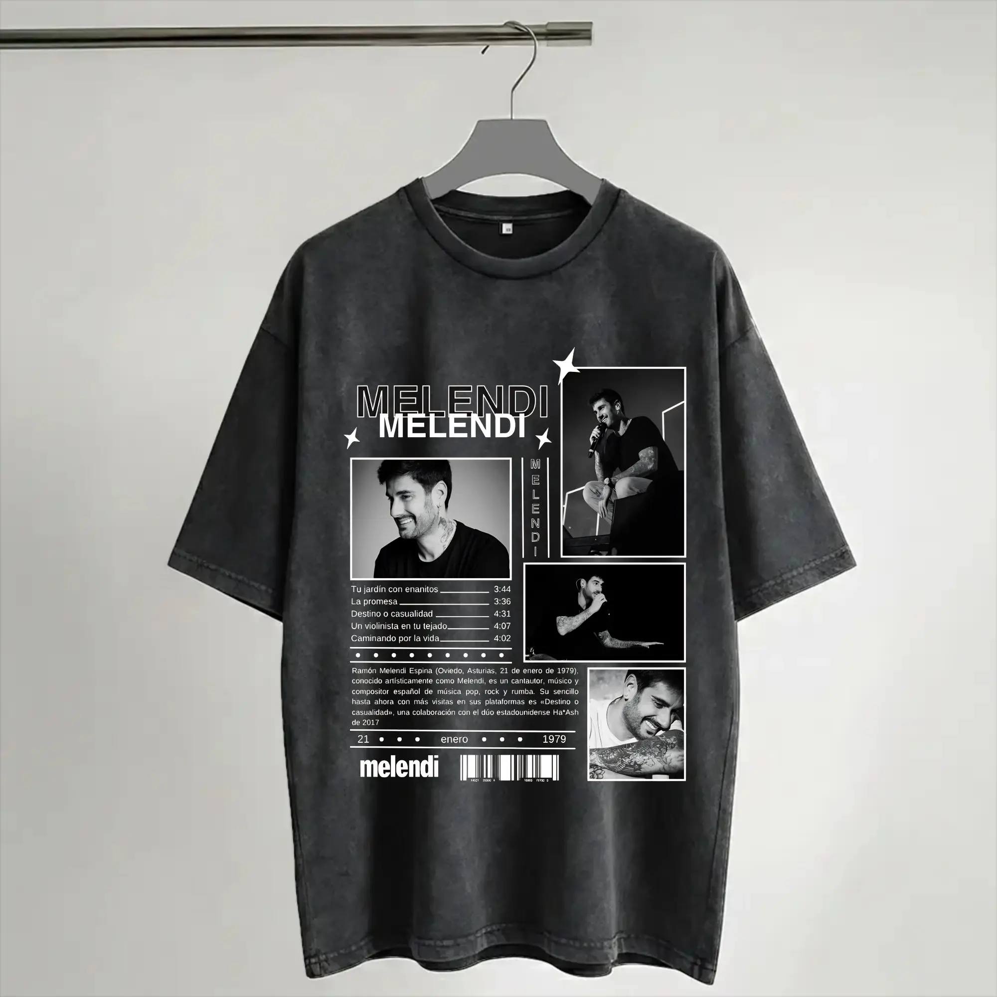 Harajuku Washed Shirts Melendi spanish singer Outfit Novelty T-Shirts Harajuku  Streetwear Short Sleeve Graphic Tops Tees