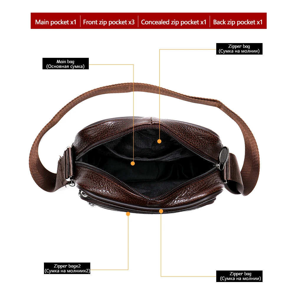 Westal Men\'s Leather Shoulder Bags Casual Small Messenger Bags Leather Men Crossbody Bag