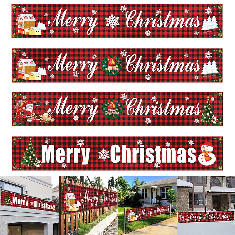 1 pz buon natale Banner all'aperto tirando bandiera ornamento di natale per la casa fuori appartamento cortile giardino festa Festival arrangiamento