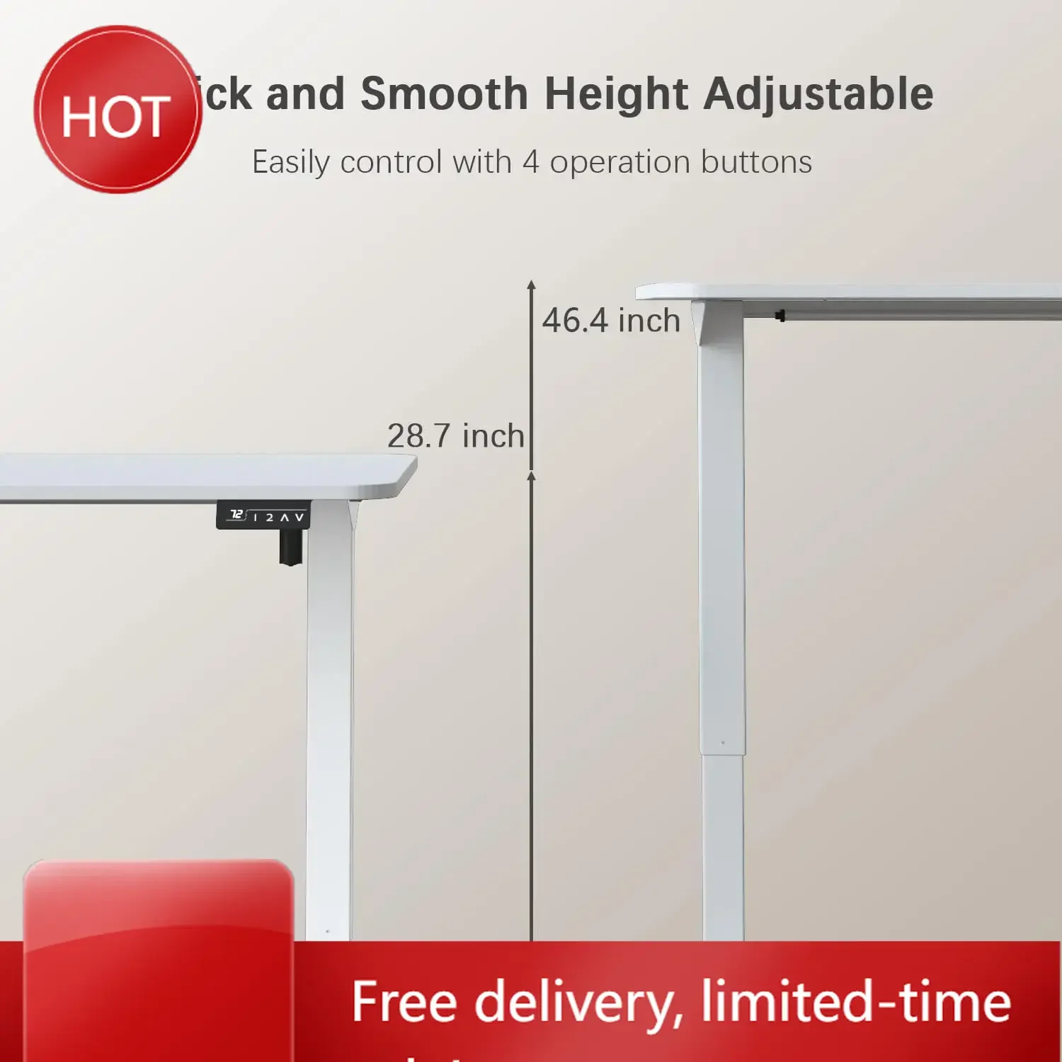 

Electric Height Adjustable Standing Desk Large 55 x 24 Inches Sit Stand up Desk Home Office Computer Desk Memory Preset