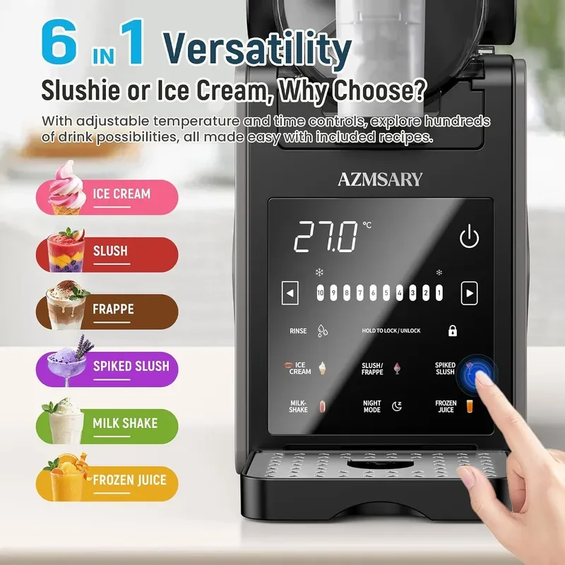 Slushie Machine 85OZ Ice Cream Maker Larger Slushie Machine for Home LED Diplay 6 Preset Programs Auto-Clean Perfect for