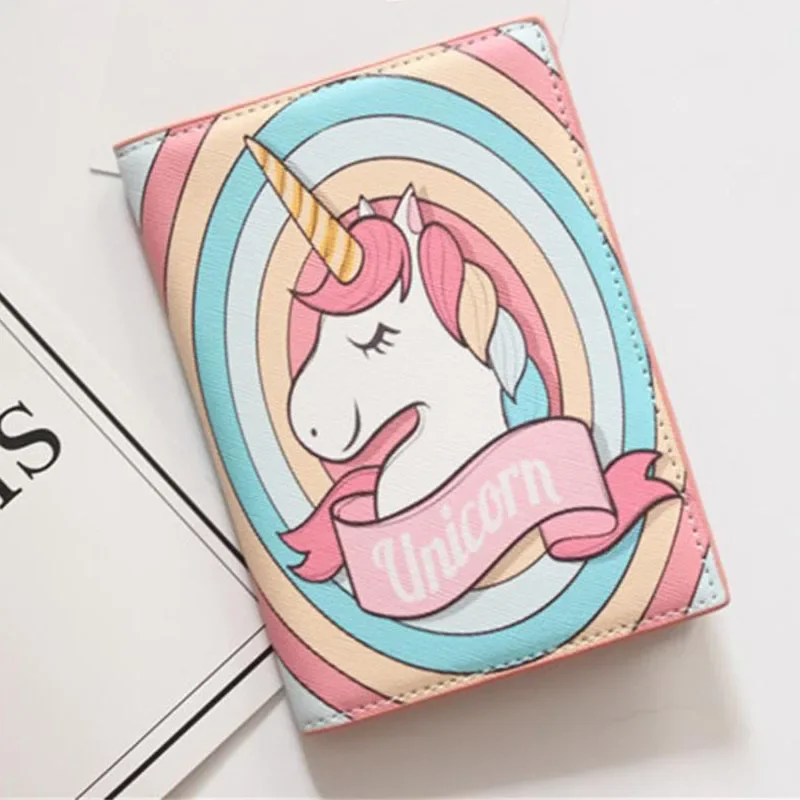 Unicorn  Rainbow Horse Passport Cover PU Leather Travel accessories Fashion Animal Prints Passport Holder Unicorn