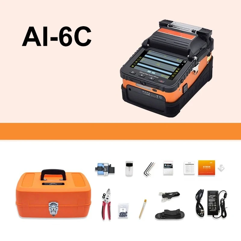 Fusion Splicer AI-6C SM&MM Automatic Fiber Optic Fusion Splicer Kit Core Alignment with 6 Motors Fiber Splicer 8s splicing