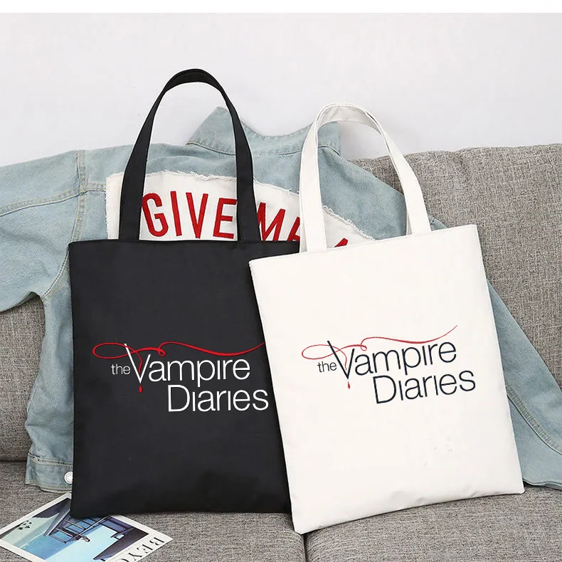 The Vampire Diaries Men Women Shopper Bags Shopping Bag Tote Bag Shoulder Bag Canvas Bags Large Capacity College Handbag