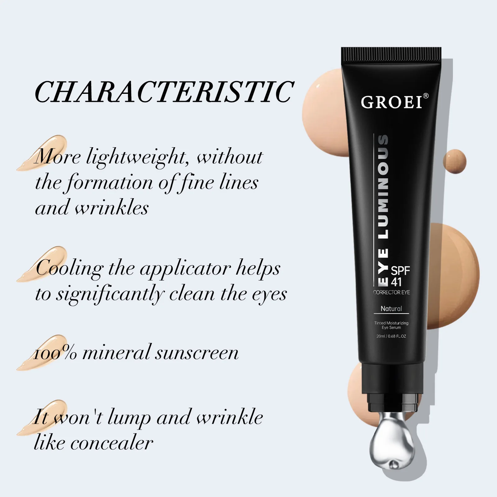 Crema correctora iluminadora de ojos Spf 41, cobertura completa, resistente al agua, de larga duración, corrector de ojos correctivo para un maquillaje de aspecto perfecto