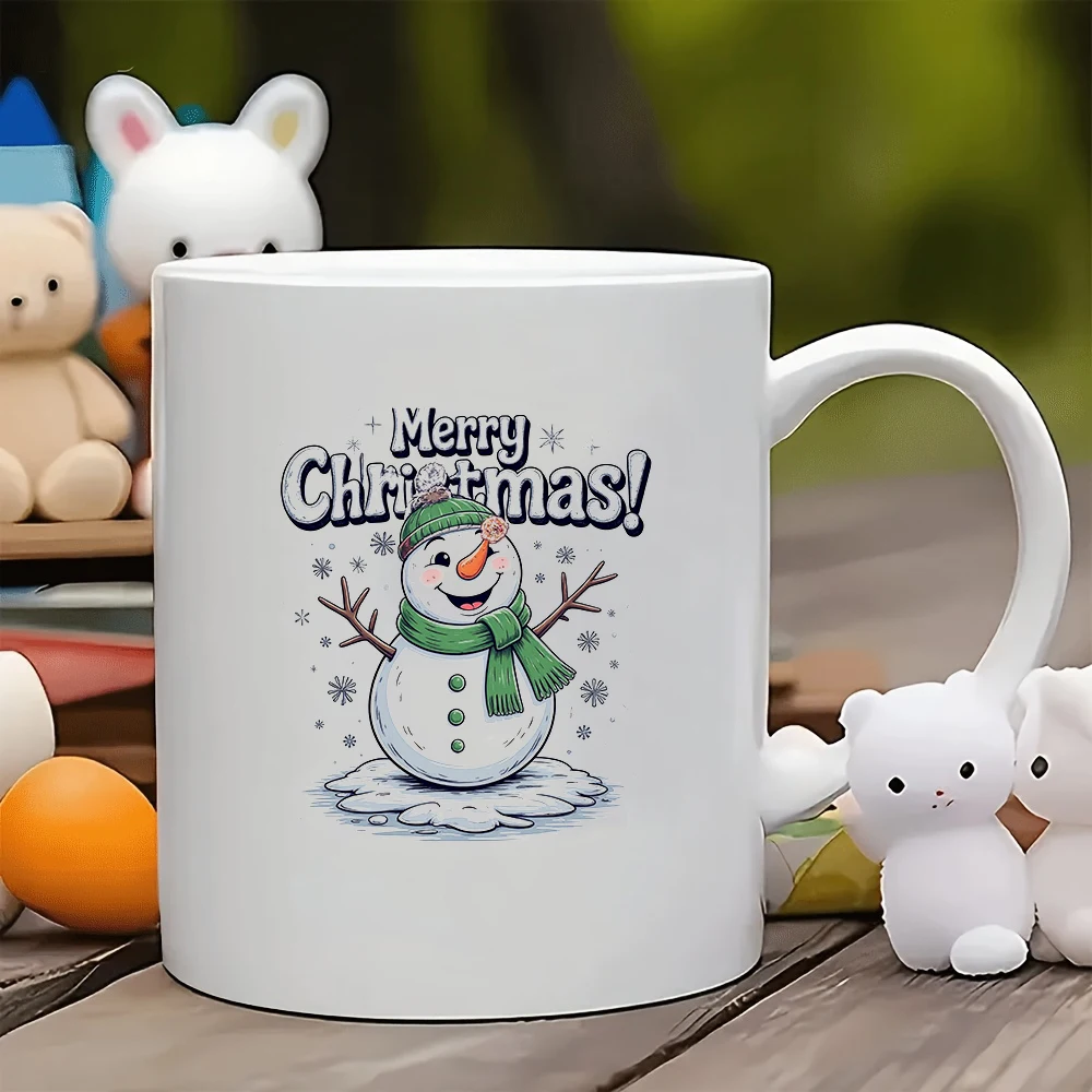 

11oz Mugs + Cartoon Snowman Christmas Themed Cup Christmas Gift Kids Cup Family Office Coffee Cup