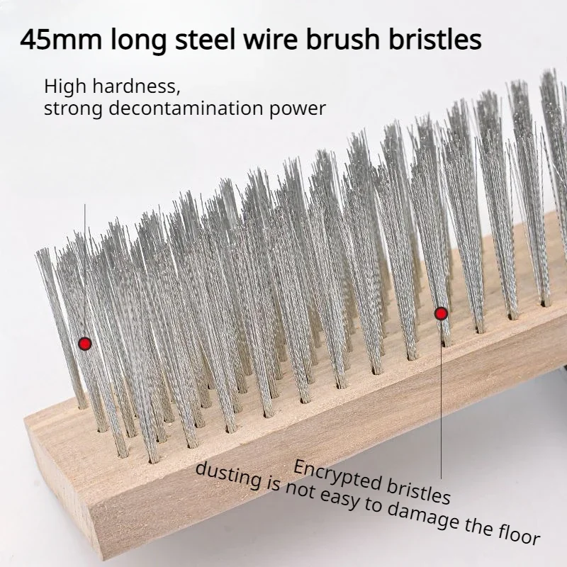 Stainless steel wire brush floor brush to remove moss iron brush long handle cleaning brush washing floor broom steel brush