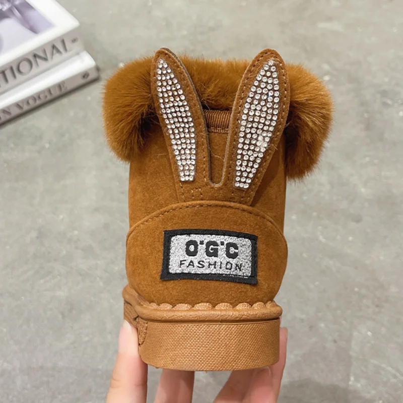 Kids Genuine Cowhide Snow Boots Winter Baby Soft Warm Cotton Shoes with Plush Boys Girls One Fur Suede Boots Princess Retro Boot