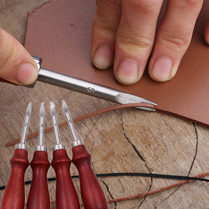 Leder Rand Trimmer Maschine Gewöhnlichen Beveler Creaser Skiving Cutter Abschrägung Messer Mit Holz Griff Polieren Handwerk Diy Werkzeuge