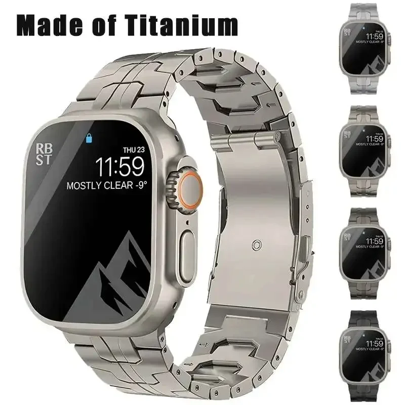 Luxus Titan Band für Apple Watch Ultra 2 49mm 45mm 41mm 44 40mm Herren Business Armband für iwatch Serie 9 8 7 6 se 5 4 Armband