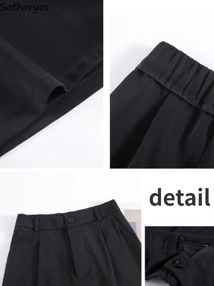 Calções pretos femininos verão baggy casual cintura alta all-match estilo japonês clássico respirável moda macia Шорты Ж hangiе Летка