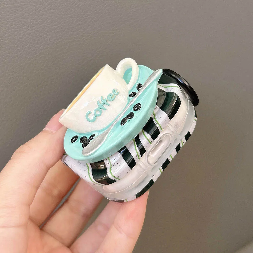 Оригинальные креативные беспроводные 3d-наушники в виде кофейной чашки, аксессуары для наушников Apple Airpods Pro 2, чехол для гарнитуры для Airpod 1, 3, полосатая чернильная коробка