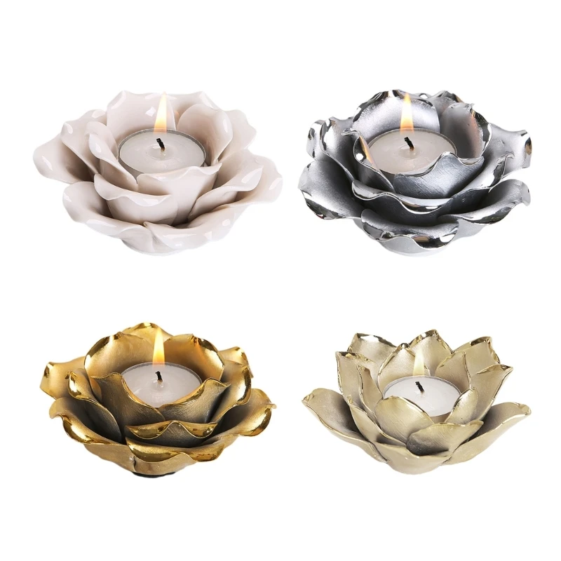 Flower Candle Holder Ceramic Tea Light Holders Candlestick Stand Table Decor for Home Wedding Dining Table Centrepieces