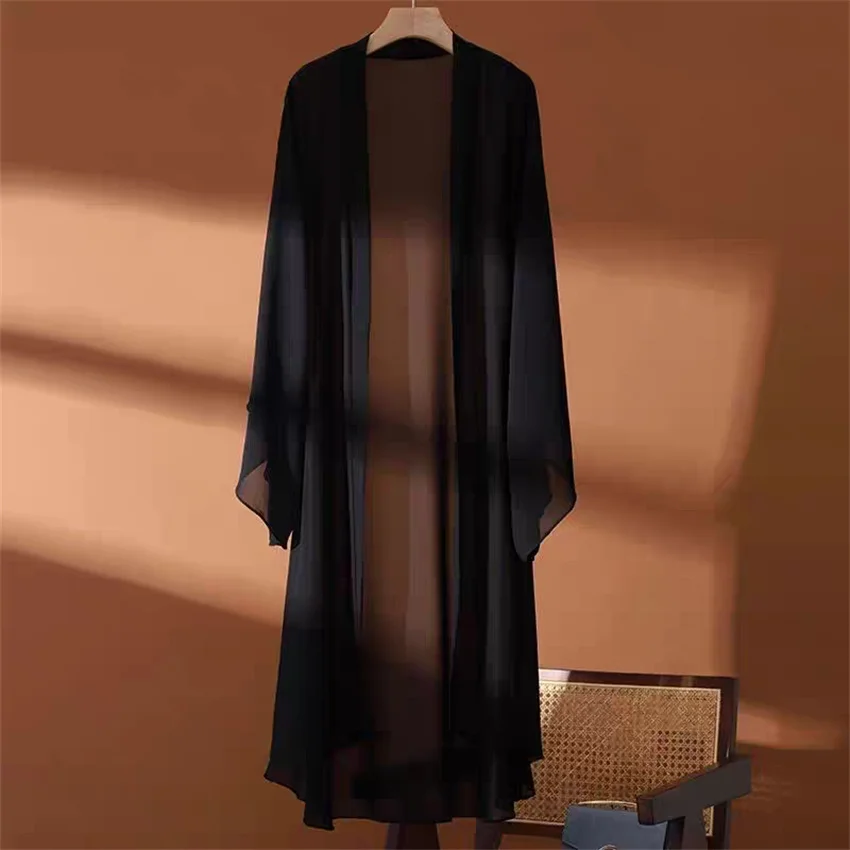 Cárdigan largo de gasa para mujer, talla grande, informal, de verano, con protección solar, blusa, camisa, abrigo fino, chaqueta, 6XL, ropa exterior de moda