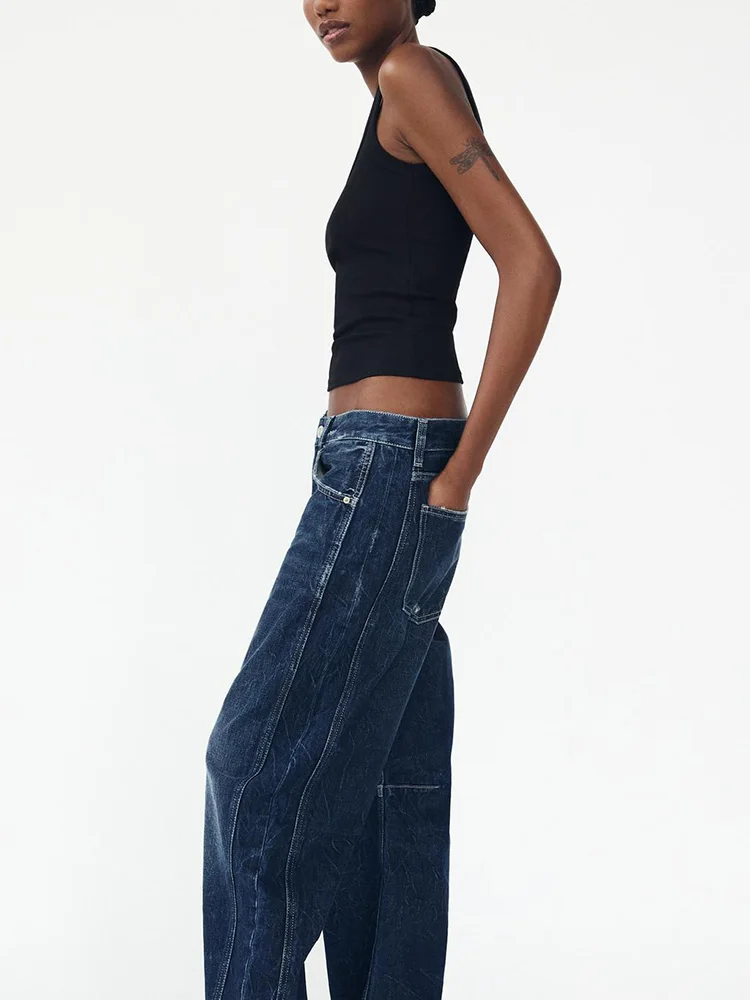 

Fall New Arrival Women's Straight Leg Slimming Mid-Waist Balloon Loose Casual Denim Jeans Long Pants Comfortable Fit