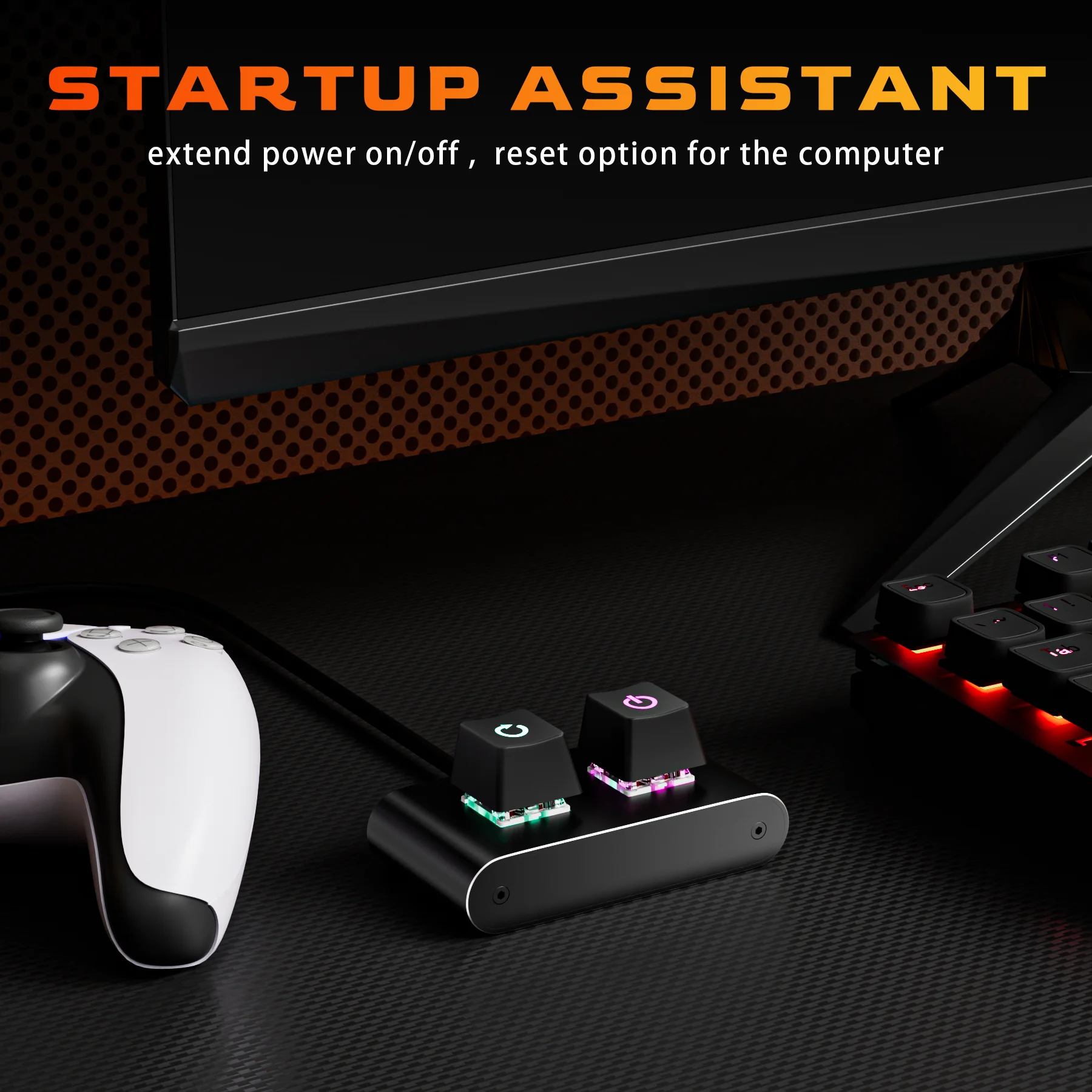 Sakelar Daya Desktop Mekanis 2M Sakelar Komputer Mulai Eksternal Tombol Nyala/Mati dan Reset Kabel Ekstensi Sakelar Tombol Daya PC