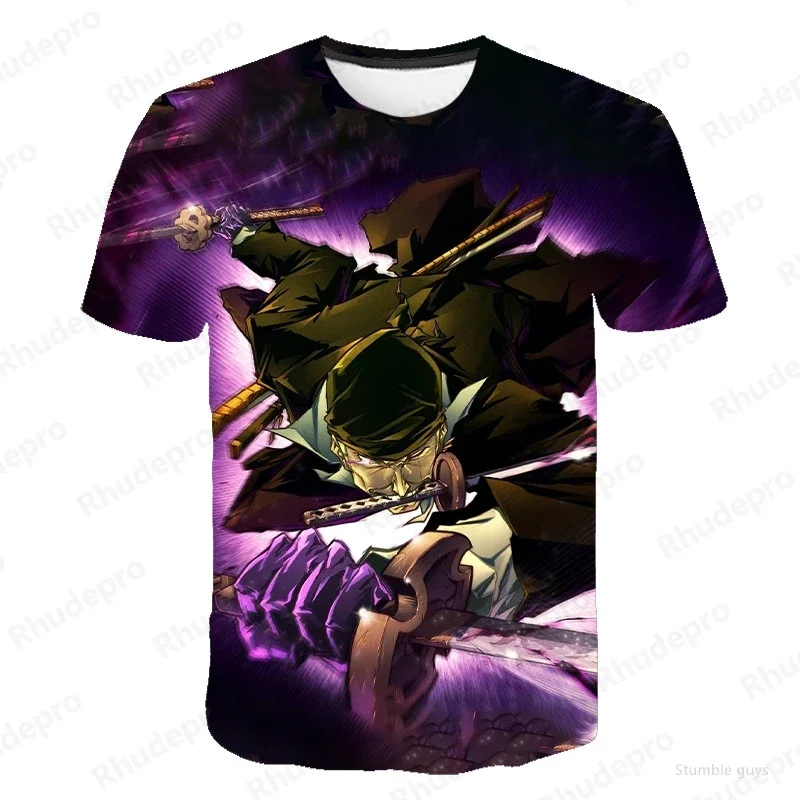 Sommer Kinder Einteiler T-Shirt Luffy Wano Country Jersey Lässige Atmungsaktive Jungenkleidung Mädchen Kurzarm-Spielkleidung Oberteile