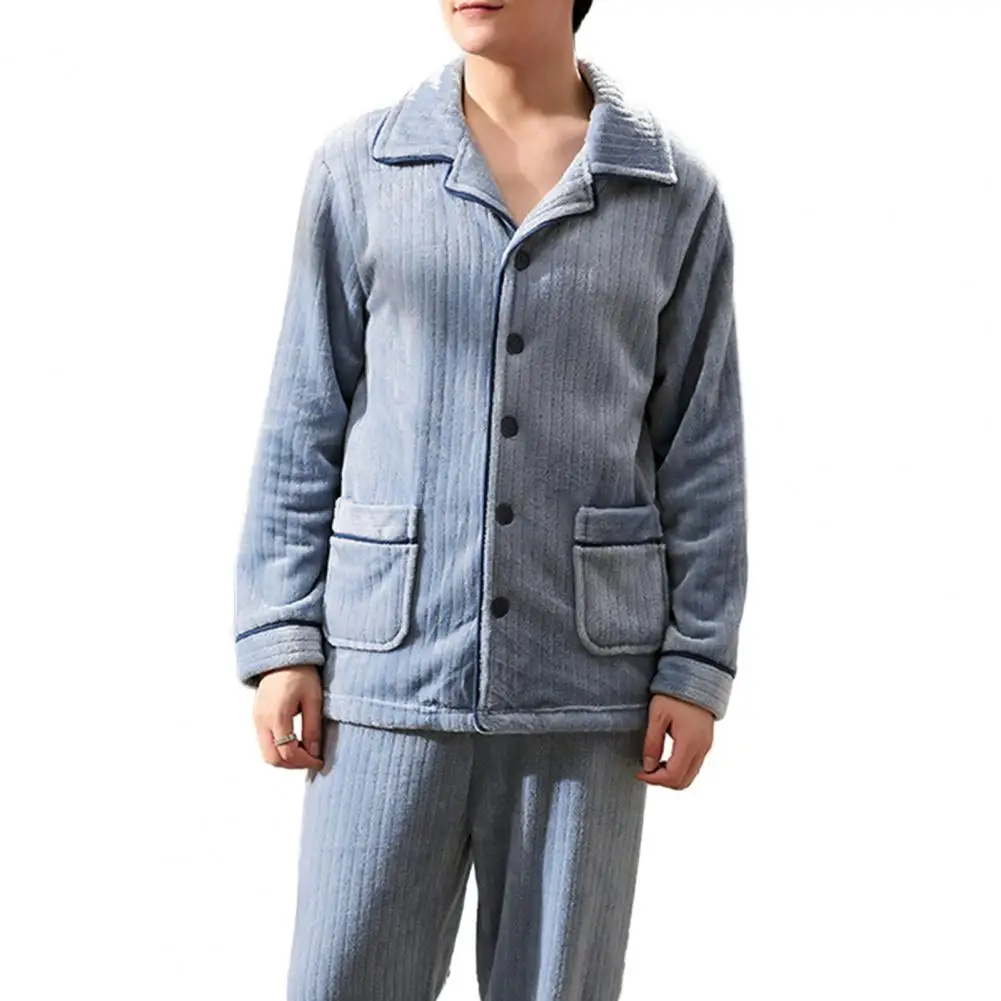 Autumn and winter new couple pajamas long-sleeved trousers two-piece thickened warm coral fleece home suit