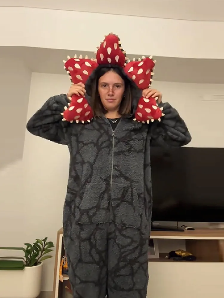 

Cozy Style Jumpsuit Cartoon Home Pajamas Carnivorous Plant Hat Hooded Loose Long Sleeve Wear Fashion New Cute Wacky Lazy Fit