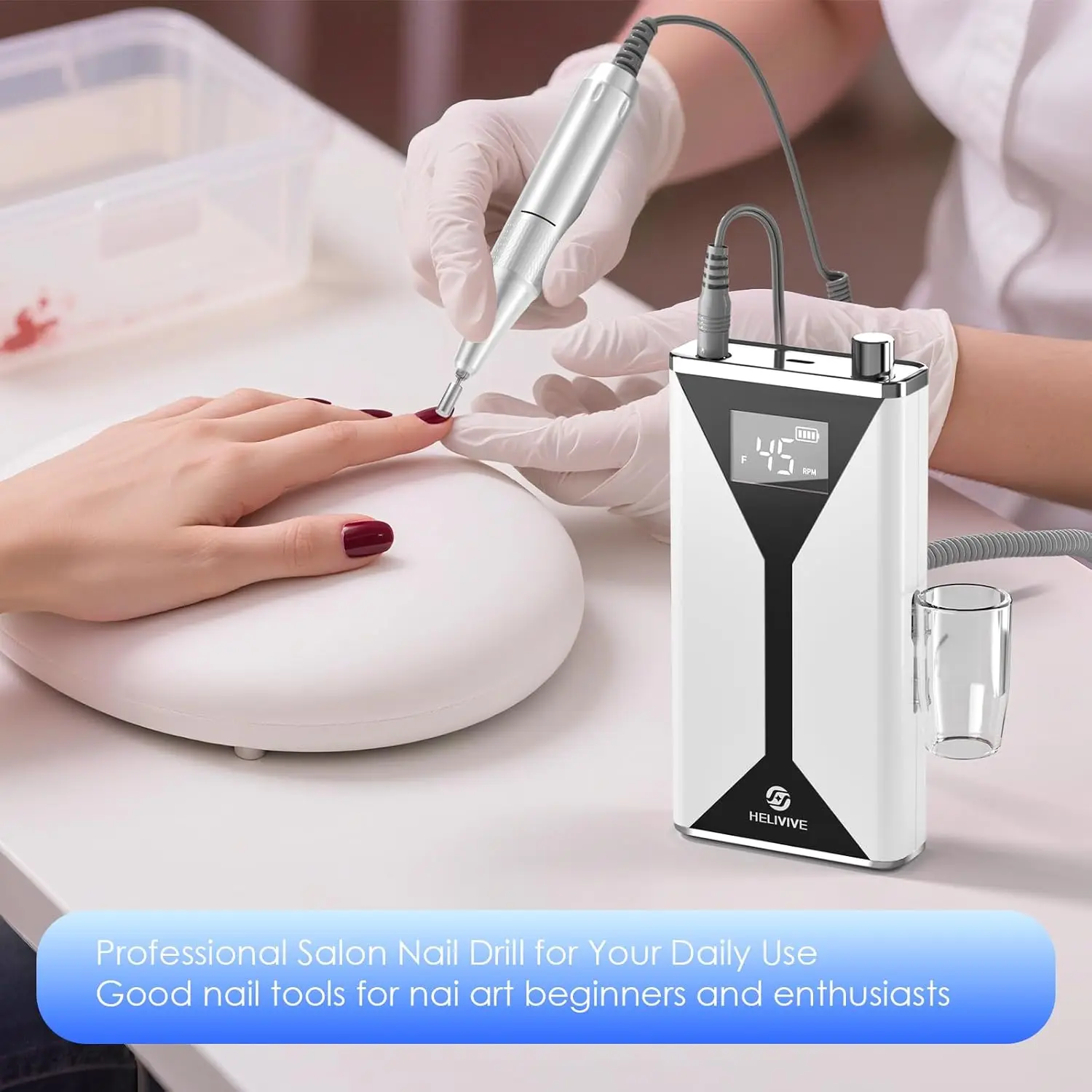 Trapano per unghie a batteria da 45000 giri/min con 11 punte, lima per unghie elettrica ricaricabile portatile per la rimozione dello smalto gel