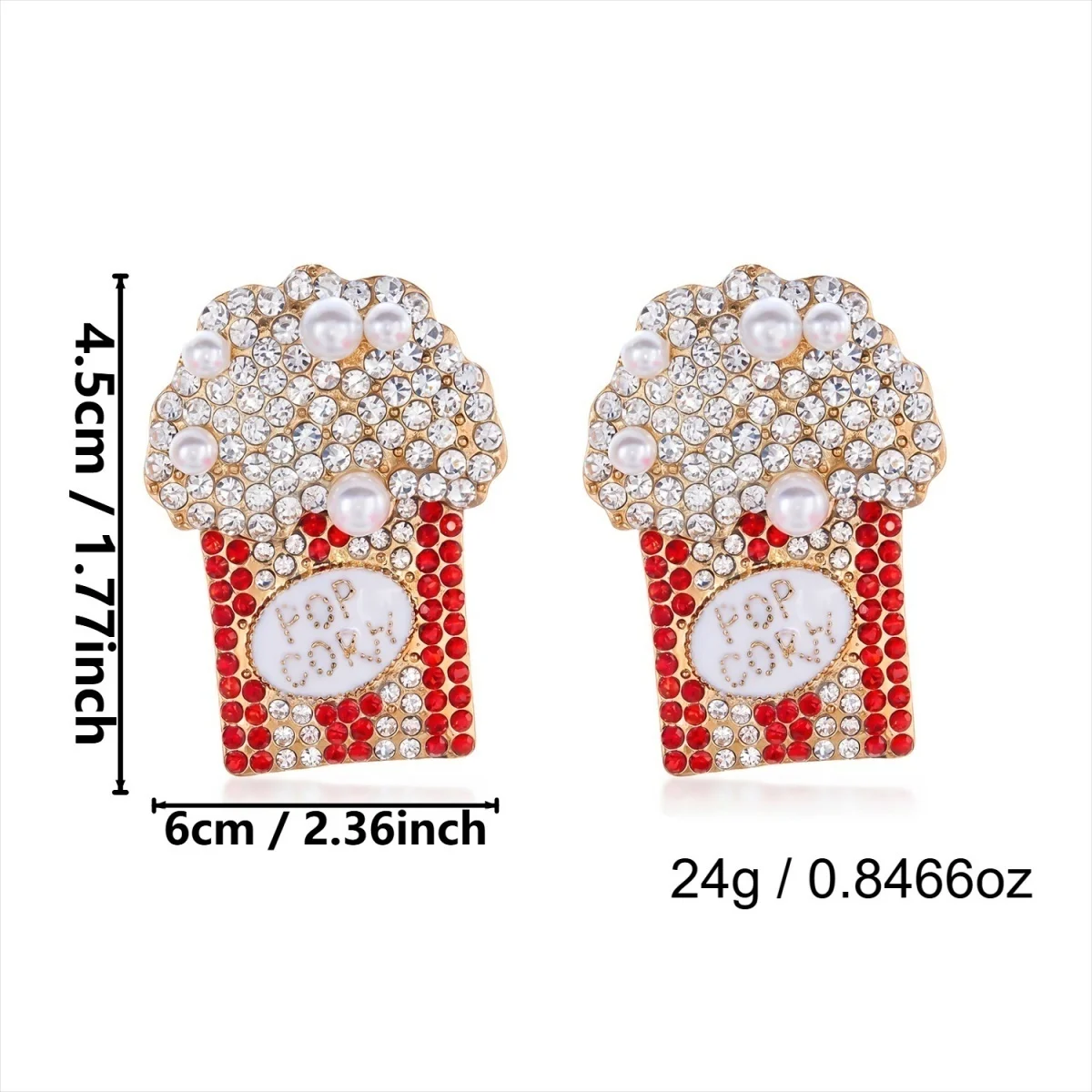 Weihnachtliche rote Strass-Ohrringe mit simulierten Perlen in Popcorn-Form für Damen, kreative Weihnachts-Popcorn-Ohrringe, Neujahrsparty-Schmuck. – Detail 30