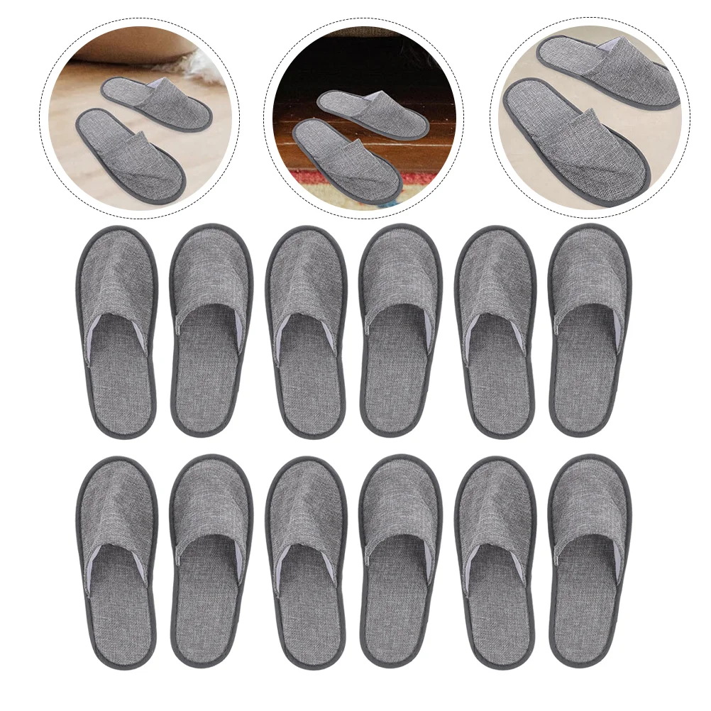 

6 Pairs Cotton Slippers for Women Travel Universal Fold Portable Linen Reusable Vacation