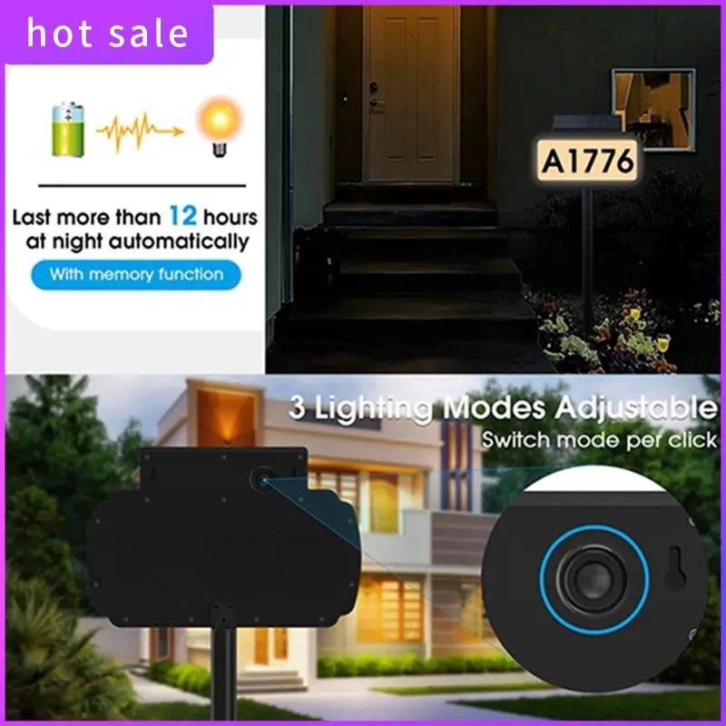 

Solar House Number Light House Address Digital Illuminated Ground Plug Sign House Light For Home Garden Door Black
