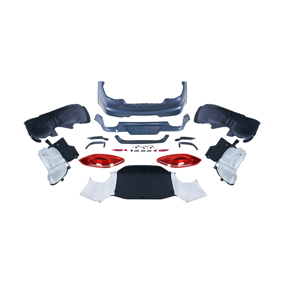 KM High Quality Rear Bumper Assembly(Rear Diffuser Skid Plate,Wheel Lining,Exhaust Heat Shied Bracket,Taillights)for 970.2 OE