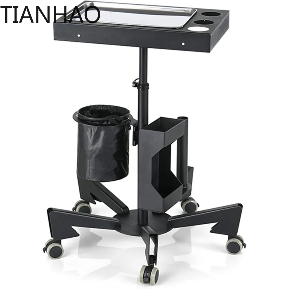 Salon Tray Cart Tattoo Tray Rolling Trolley Adjustable Height Salon Tray on Wheels Storage Utility Cart Mobile Instrument