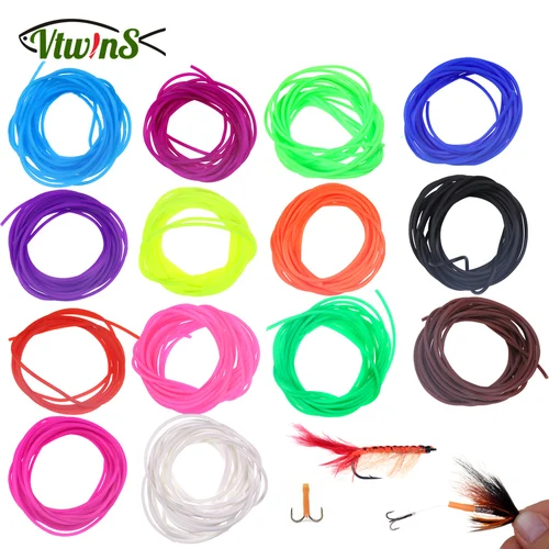 Vitwins UV 유연한 얇은 필름 실리콘 튜브, 새우 벌레 피부 플라이 묶는 재료 리그, 사비키 제작 실리콘 후크 홀더 튜브