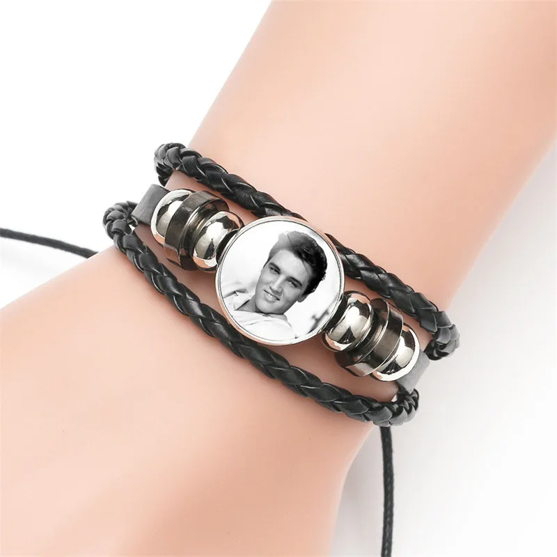 Rock Star Elvis Bracelet For Men Women Fans Fashion Music Singer Poster Handmade Bracelets Bangles Charm Wristband Gift Souvenir