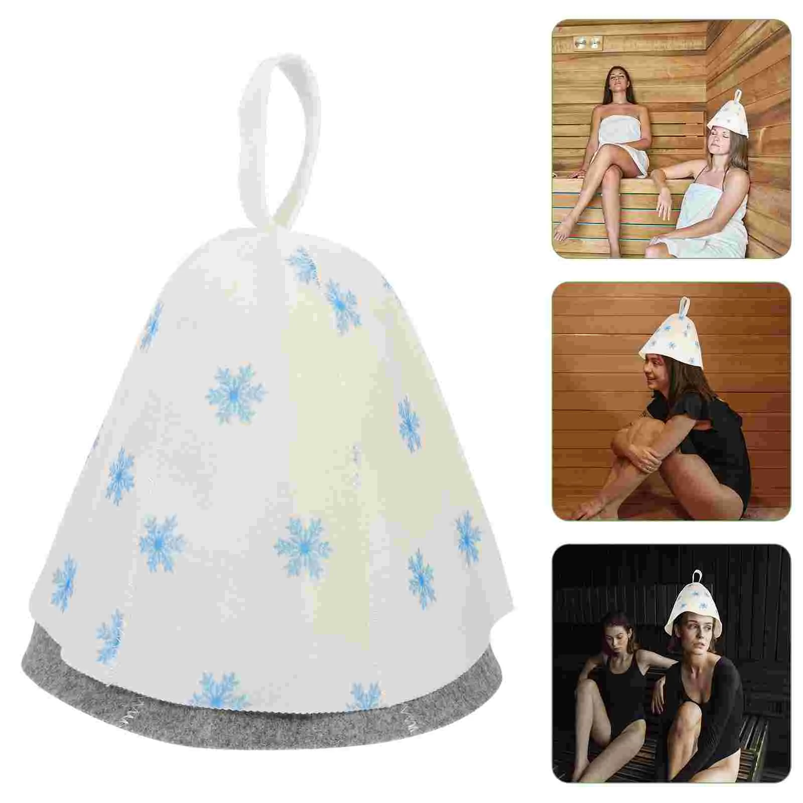 2 Pcs Sauna Hats Women Shower Caps Felt Bath Hat Gray Snowflake Design Premium Quality Breathable Comfortable Wear Spa Hair