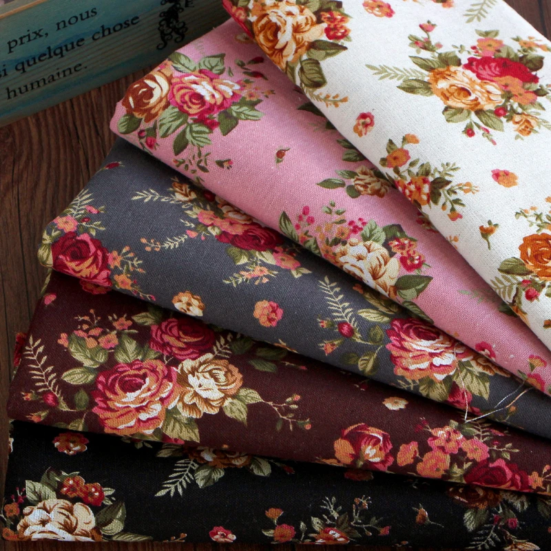 

New arrive rose 100% Cotton Sewing Fabric Flowers Tissus Au Metre DIY Scrapbooking Tissus Material Patchwork