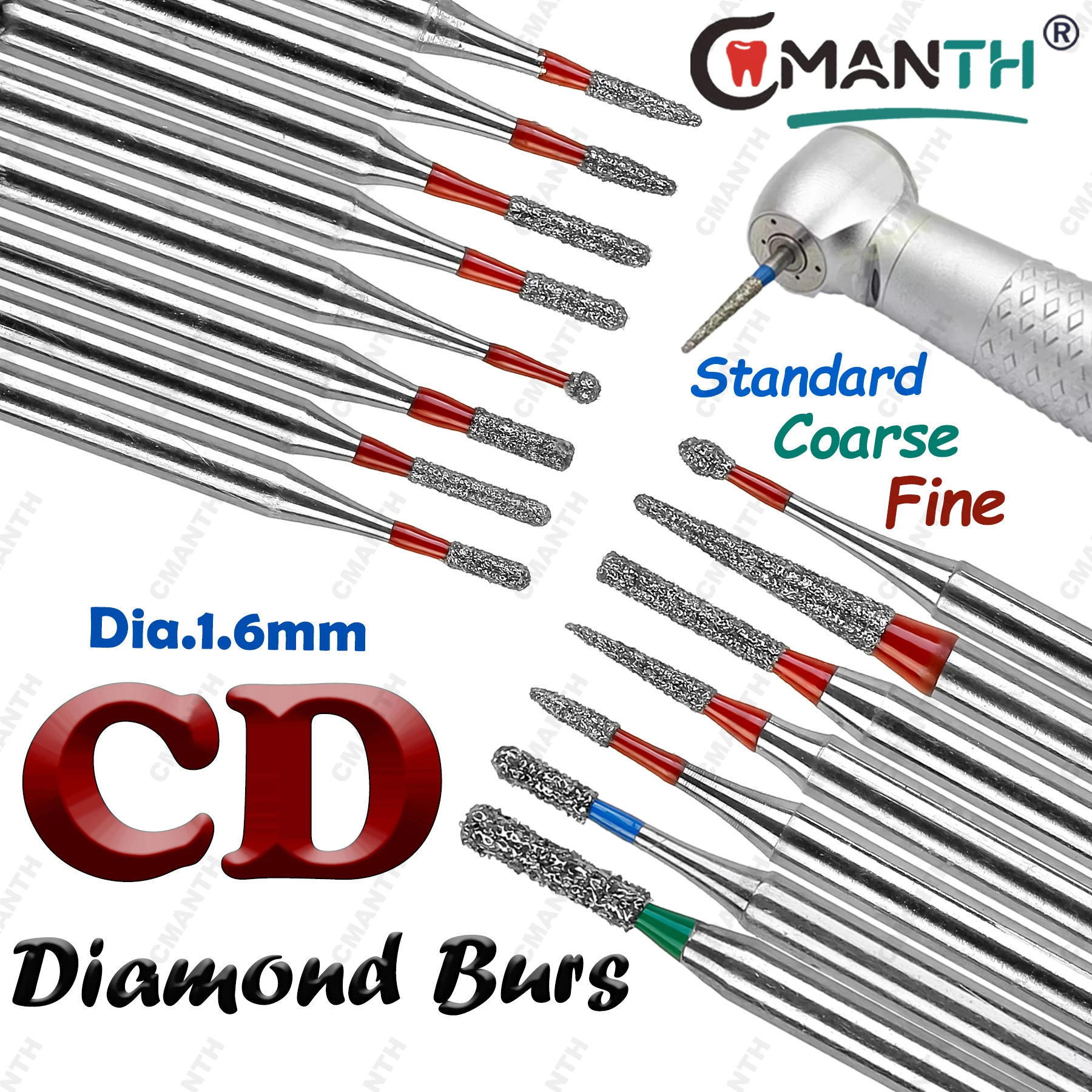 

CD Type Dental Diamond Burs Drill Childern's Dentistry FG 1.6mm For High Speed Handpiece Polishing Teeth Whitening Tools 10Pcs
