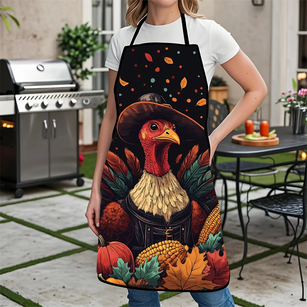 Autumn Harvest Rooster Fall Cooking Apron Apron Smoker BBQ Kitchen Apron Gift for Farmers